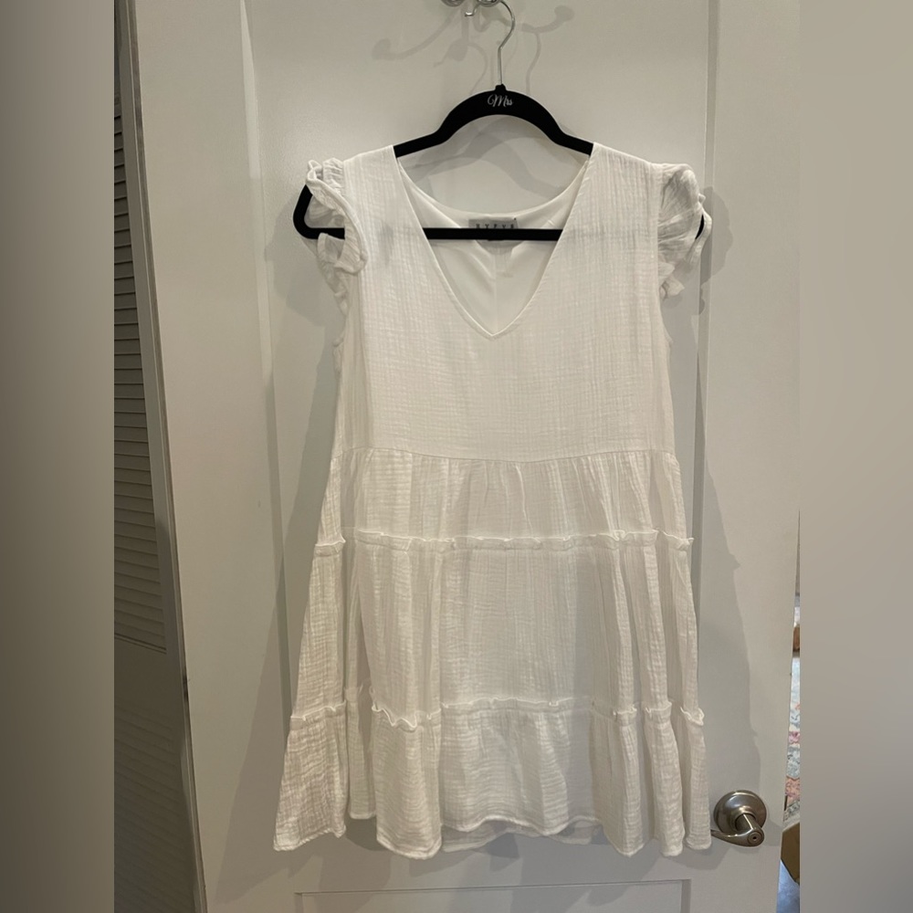 Short Sleeve White Dress